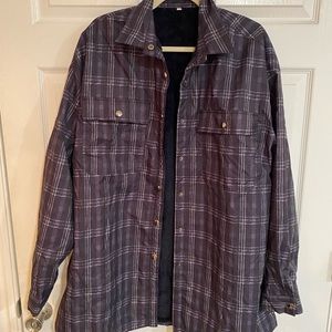 Blue soft flannel jacket shacket with fur inside